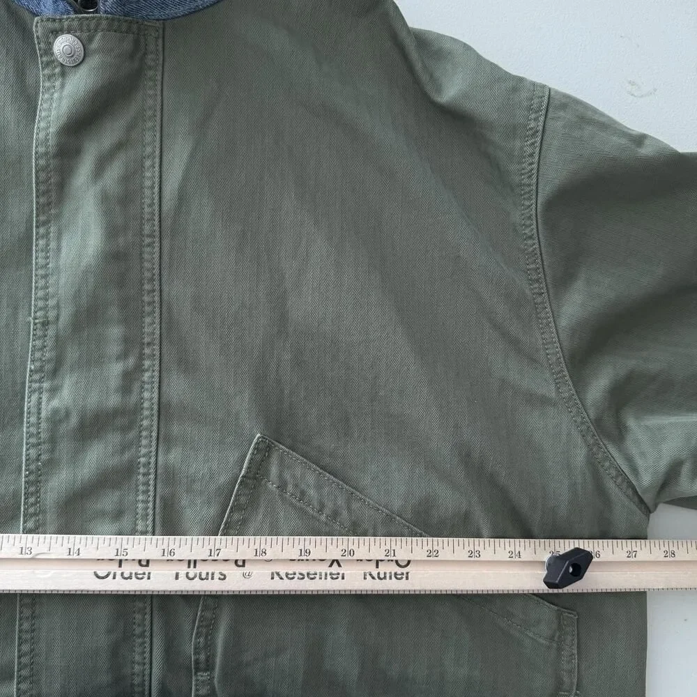 Levi's Premium‎ Jacket Mens XL Green Hooded Work Pocket Canvas Military Utility